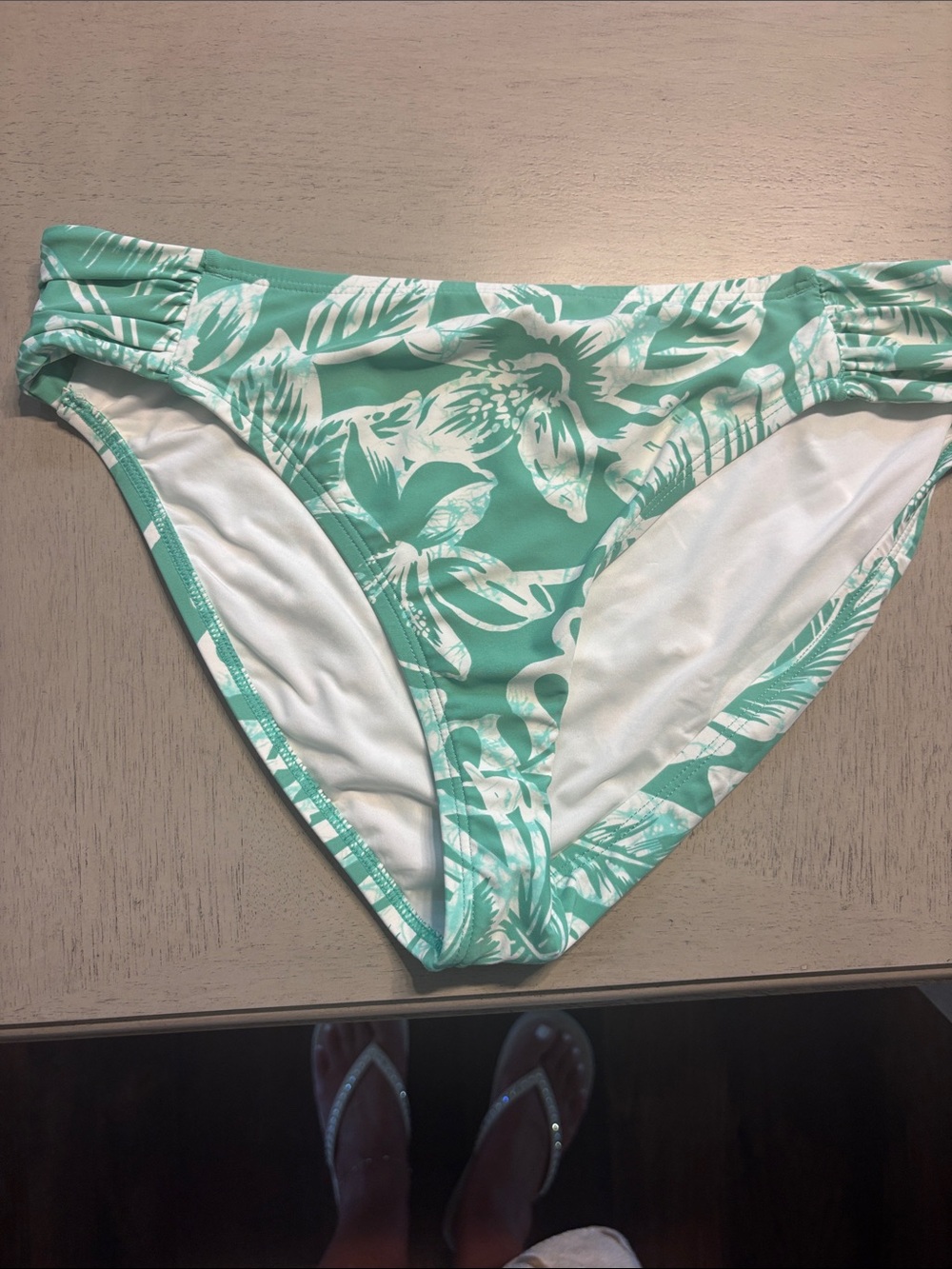 La Blanca Mint Green and White Floral Bikini Bottom
